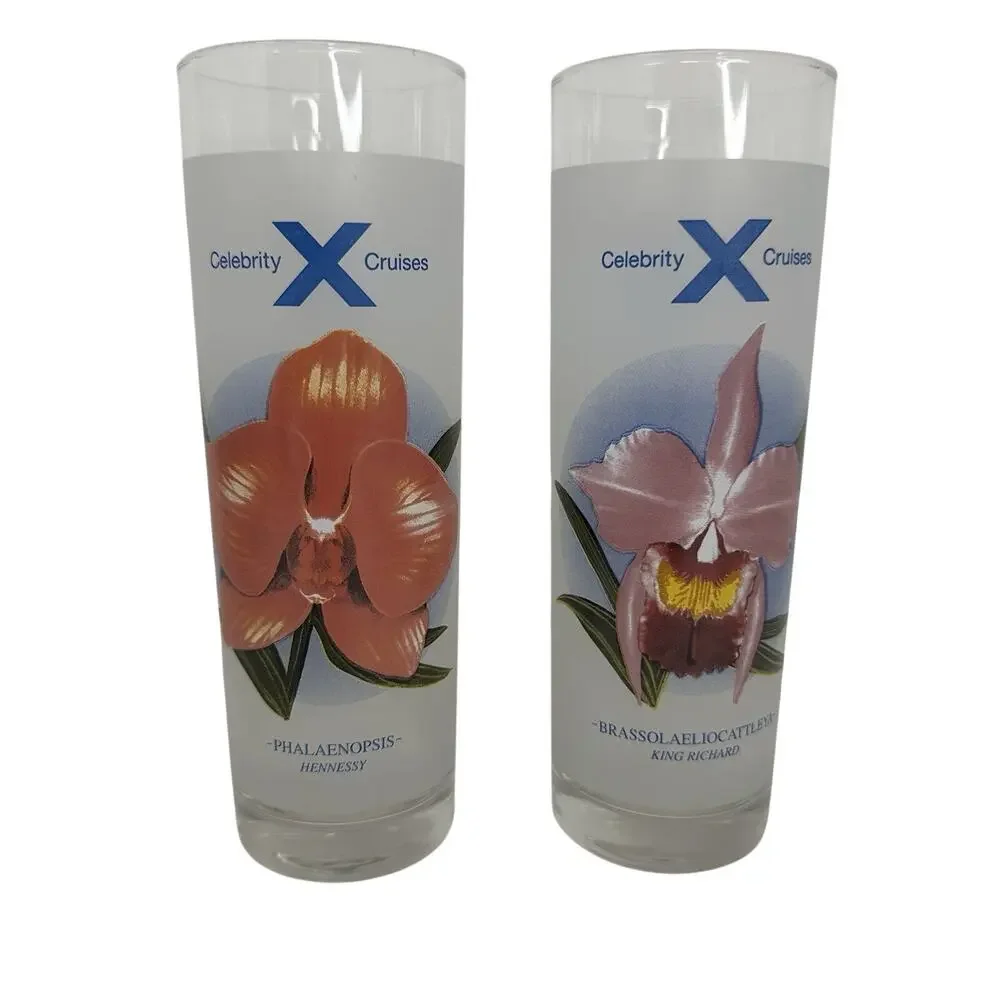 2 Celebrity Cruises Tall Collins Glasses Bon Voyage With Drink Recipes